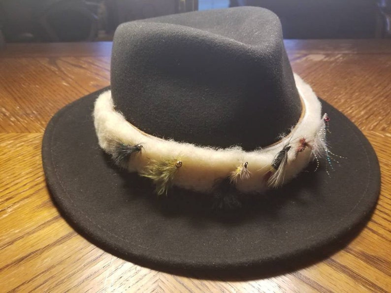 Leather FISHING Lure Hatband Hat Band With Genuine Sheepskin Etsy
