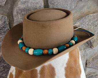 Antiqued Brown Cowboy Hat With a Unique Brown Fabric Hat  display picture 1