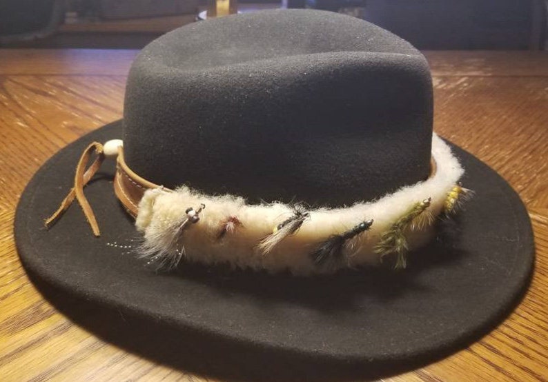 Leather FISHING Lure Hatband Hat Band With Genuine Sheepskin Etsy