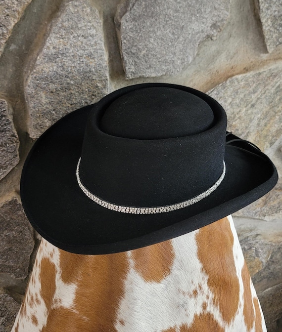 Western Cowboy Hat with Rhinestone Hatband Wide Brim Unisex Fedora YUDTA Women Sparkly Rhinestone Cowgirl Hat - Unisex Wide  main image 4