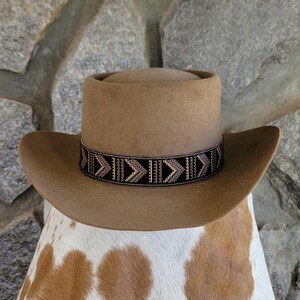 Beaded Look Navajo Southwestern Painted Leather Hatband Brown Turquoise Hat Band Men Ladies Western Cowboy Cowgirl Rodeo Unisex