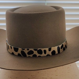 Genuine Leather hairon cowhide leopard print Woman Man Unisex hatband cowboy cowgirl rodeo HAT NOT INCLUDED