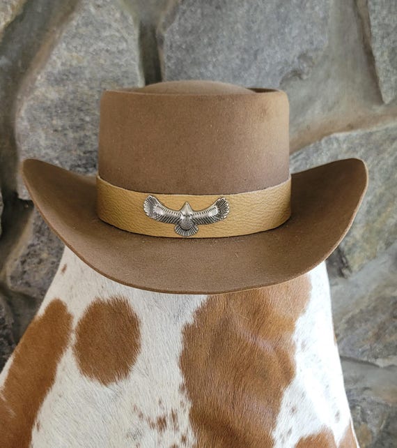 Genuine Leather Hat With Concho Style Band Western Cowboy Cowgirl Size Large. Genuine Leather Hat With Concho Style Band Western Cowboy  main image 4