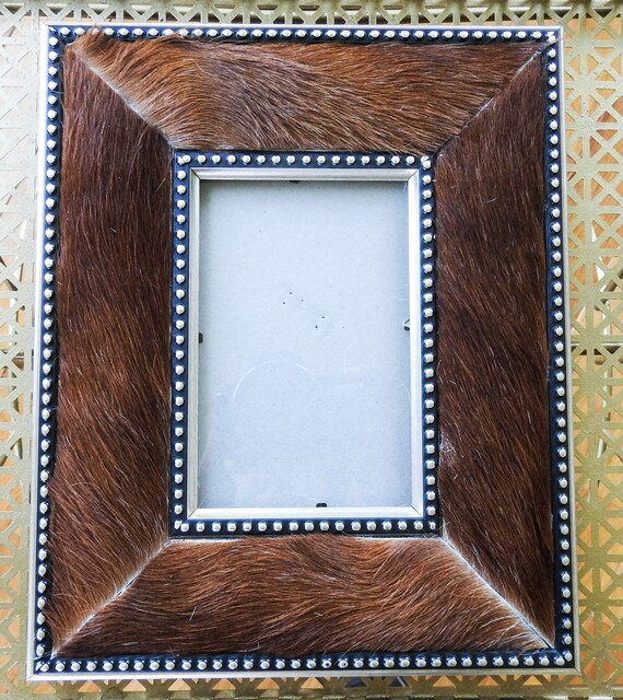 Western Leather Cowhide Leather Hair On Brown Studded Picture Etsy
