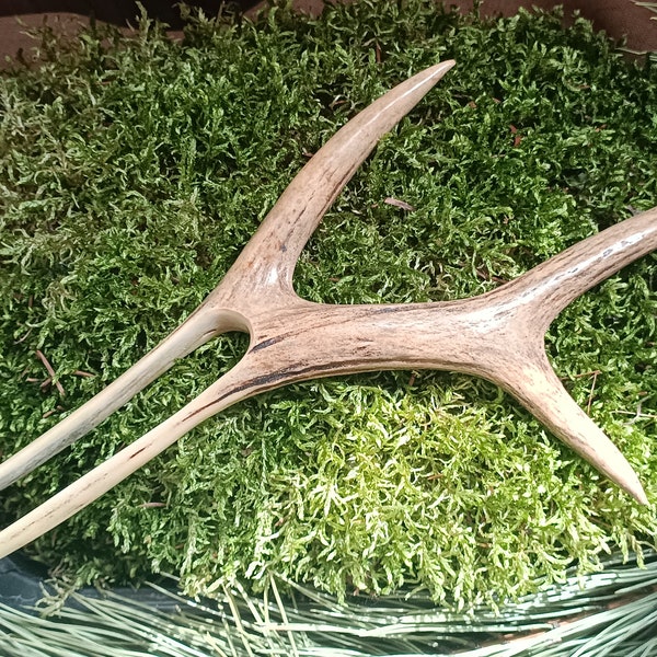 Antler Hair Fork, Hair Stick from a horn of a Roe Deer, antler hair stick, hairpin antler