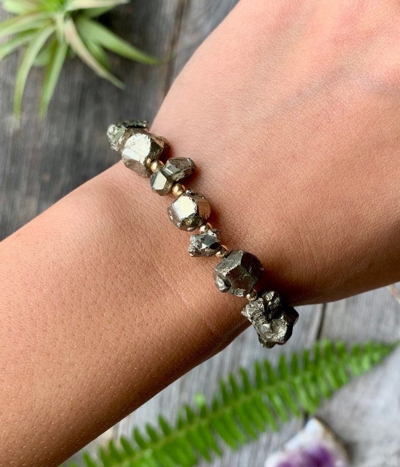 Raw Pyrite Bracelet / Natural Pyrite Bracelet / Gold Pyrite Etsy
