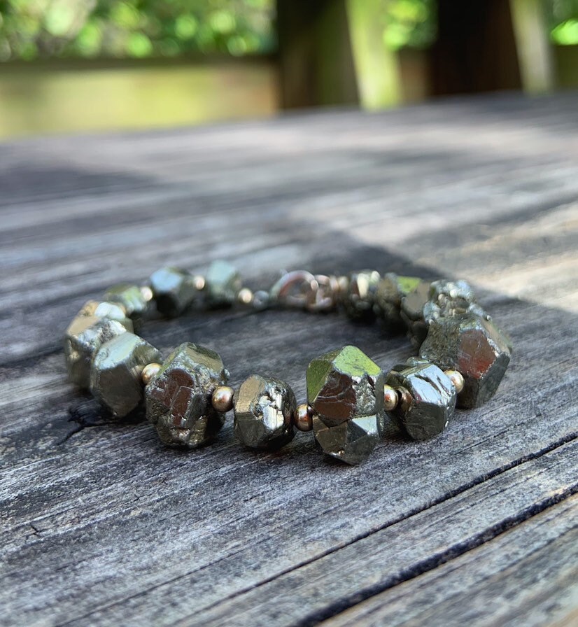 Raw pyrite bracelet clearance