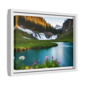 Framed Landscape Canvas Print: Colorful Nature Scene Wall Art