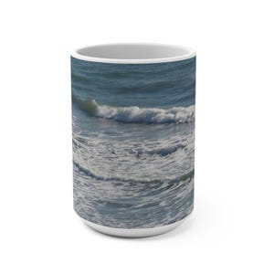 Ocean Waves Mug 15oz - Blue Sea Coffee Cup, Beach Drinkware, Nautical Tea Mug, Coastal Kitchen Decor, Summer Gift Idea