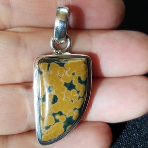 Ocean Jasper Sterling Silver Pendant , Ocean Jasper Jewelry, Ocean Jasper Pendant,  Boho Jewelry, Boho Pendant, Sea Jasper, Orbicular Jasper