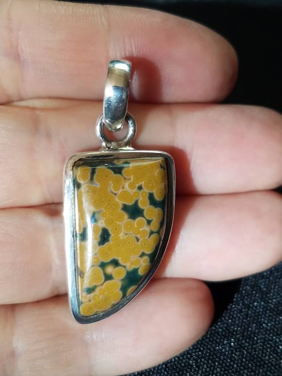Ocean Jasper Sterling Silver Pendant , Ocean Jasper Jewelry, Ocean Jasper Pendant,  Boho Jewelry, Boho Pendant, Sea Jasper, Orbicular Jasper