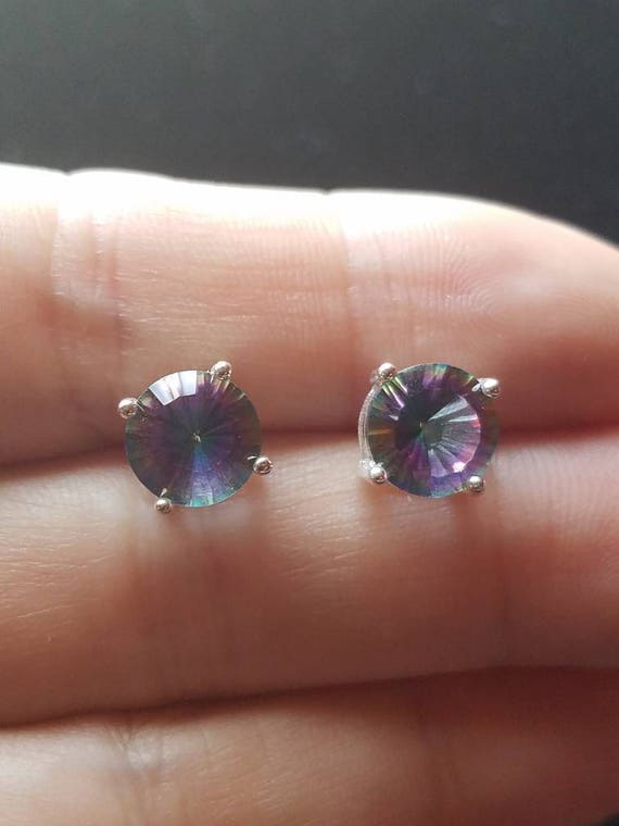 Mystic Quartz Earrings, Mystic Topaz Earrings, Rainbow Topaz earrings, Mystic Topaz Studs, Post Earrings, Sterling Silver Earrings