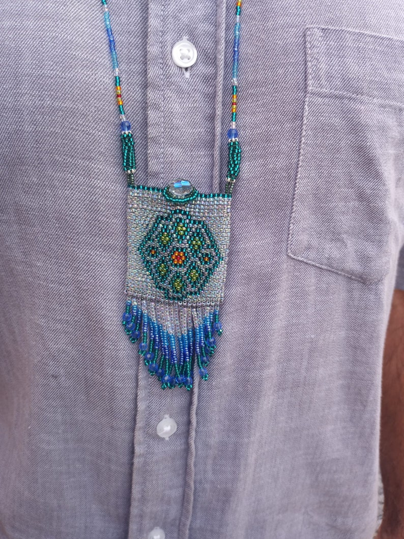 Hand Beaded Amulet Bag Beaded Medicine Bag Amulet Pouch Etsy