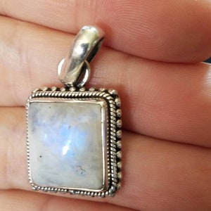 Moonstone Sterling Silver Pendant /Rainbow Moonstone Pendant / Moonstone  Necklace / Moonstone Jewelry / Boho Pendant / Gift for Her