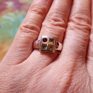 Peridot Garnet Ring size 6, 925 Sterling Silver Ring, Boho Ring, August Birthstone, January Birthstone, Birthday Gift, Bohemian Ring