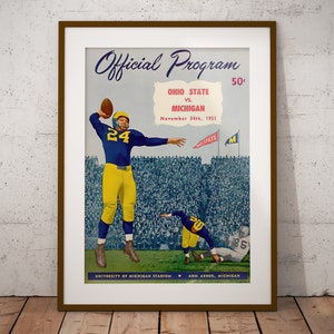 Michigan vs. Ohio State 1951 Official Game Program | Vintage Sports Posters | Michigan Football Ohio State Football OSU College Football