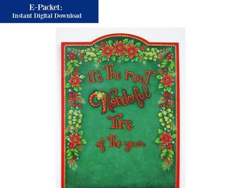 Tole Painting Pattern – Christmas Garland, Poinsettias (PDF Download)