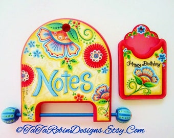 TaTa/'s Spring Note Card Set-Originial Prints-Six Designs-With Envelopes-Flowers-Thank you-Bee Hive-Birthday-Butterfly-Blue Bird-Love-Glitter