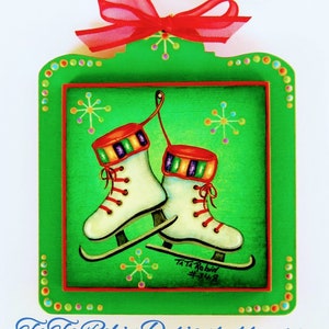 E-PACKET-Snow Day's-Christmas Ornaments-PDF Instant Download-Digital Instructional Decorative Tole Painting Pattern Packet-Ice Skate-Snowman image 3