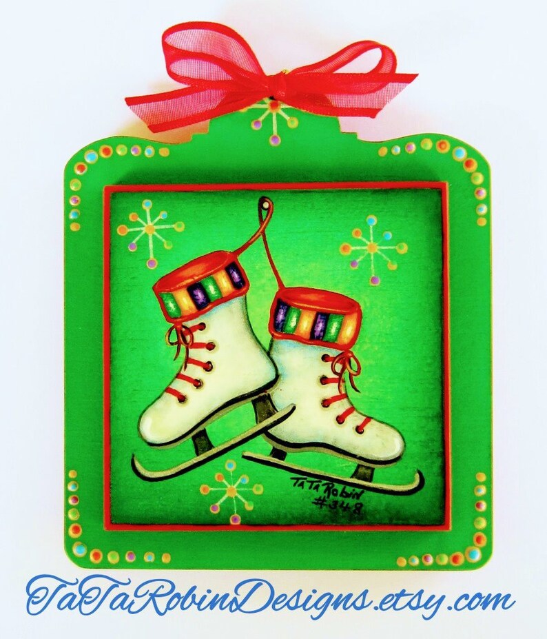 E-PACKET-Snow Day's-Christmas Ornaments-PDF Instant Download-Digital Instructional Decorative Tole Painting Pattern Packet-Ice Skate-Snowman image 3