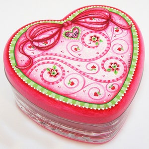 PACKET-Valentine Swirls-Instructional Decorative Tole Painting Pattern Packet-Heart Design-Pink Valentine Heart-Valentine Box-Swirl-Flowers