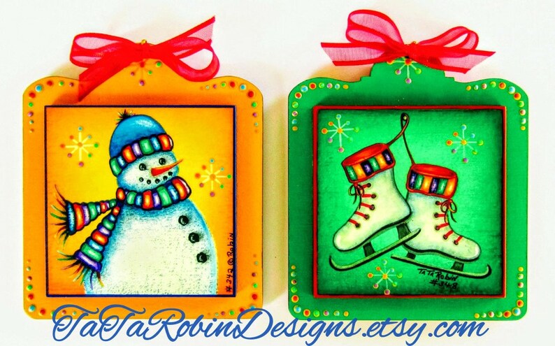 E-PACKET-Snow Day's-Christmas Ornaments-PDF Instant Download-Digital Instructional Decorative Tole Painting Pattern Packet-Ice Skate-Snowman image 8