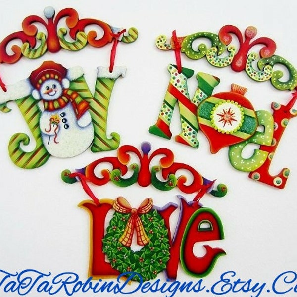 PACKET-Scroll Top Ornaments-Instructional Decorative Tole Painting Pattern Packet-Designs for Christmas Ornaments-Snowman-Scroll Tops-DIY