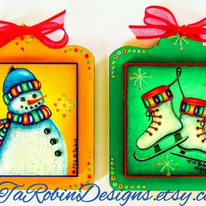E-PACKET-Snow Day's-Christmas Ornaments-PDF Instant Download-Digital Instructional Decorative Tole Painting Pattern Packet-Ice Skate-Snowman image 6