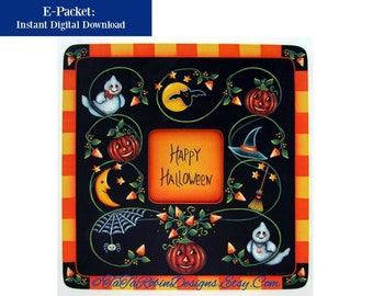 E-PACKET- Candy Corn Vines-PDF Instant Download-Digital Instructional Decorative Tole Painting Pattern Packet-Halloween-Ghost-Pumpkin-Frame