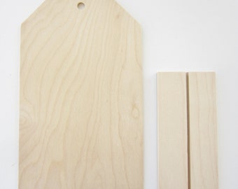 UNPAINTED SURFACE: Wooden Jumbo Tag with Stand, 6x10" Birch Surface