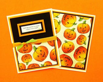 CARDS-4 Halloween Handmade Cards - Vintage Pumpkin Cards - From our Patch to Yours-Happy Halloween - Old Fashion Pumpkins