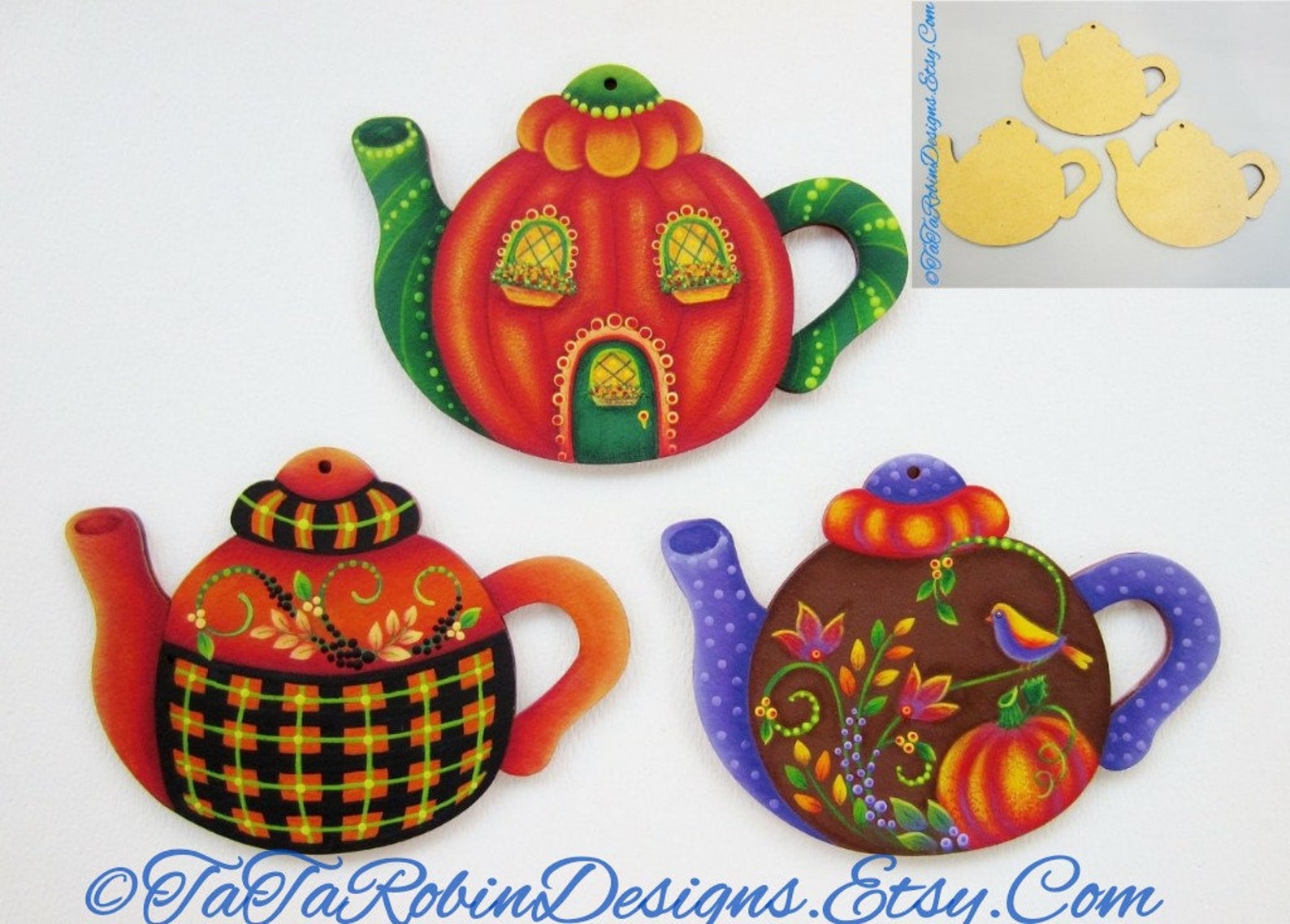 Packetchristmas Teapot Ornamentsinstructional Decorative Etsy