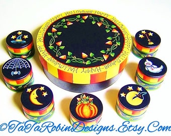 TOLE PAINTING PATTERN: Candy Corn Vines - Trinket Boxes w/ Halloween Designs (Instructional Packet Only) Ghost - Spider - Pumpkin
