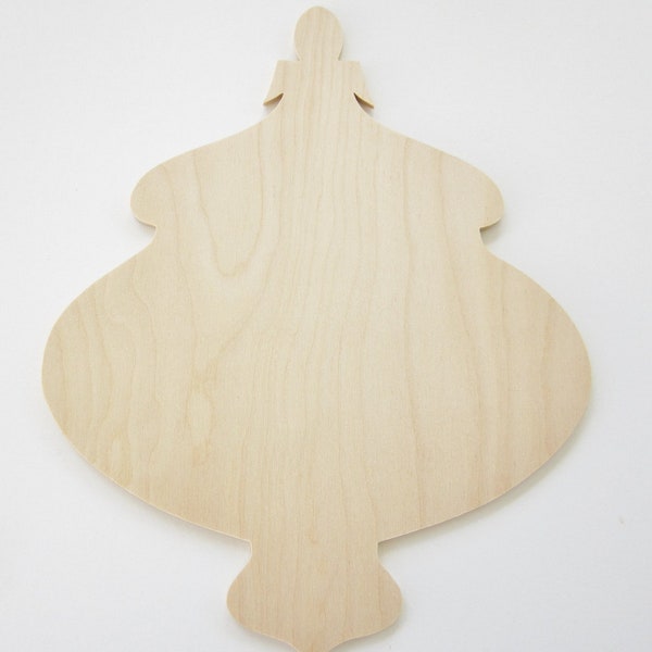 1 - UNPAINTED WOOD SURFACE-Larger Christmas Ornament-Elegant Ornament Shape-Unpainted Wood Surface