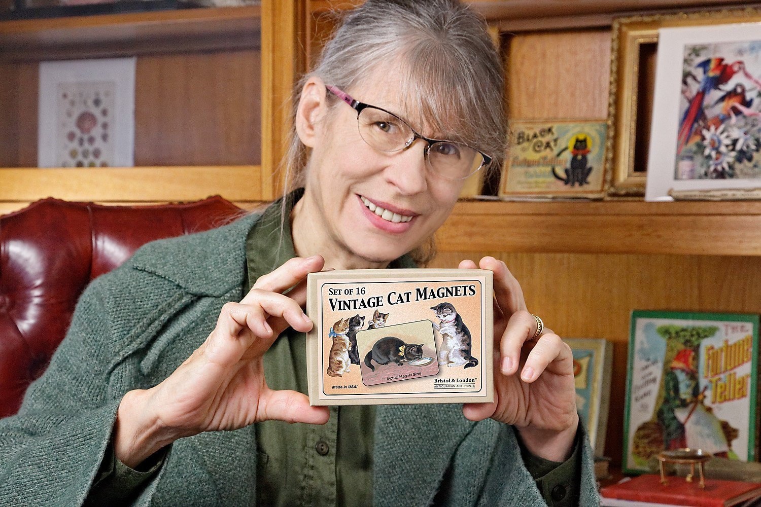 Boxed Set of 16 Cute Vintage Cat Magnets