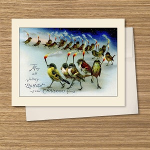 Christmas Birds On Parade, Weird Victorian Card