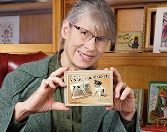 Boxed Set of 16 Cute Vintage Dog Magnets