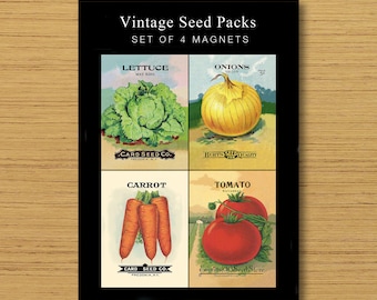 Vintage Seed Pack - Set of 4 Magnets