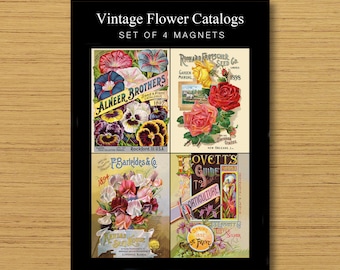 Vintage Flower Catalogs - Set of 4 Magnets