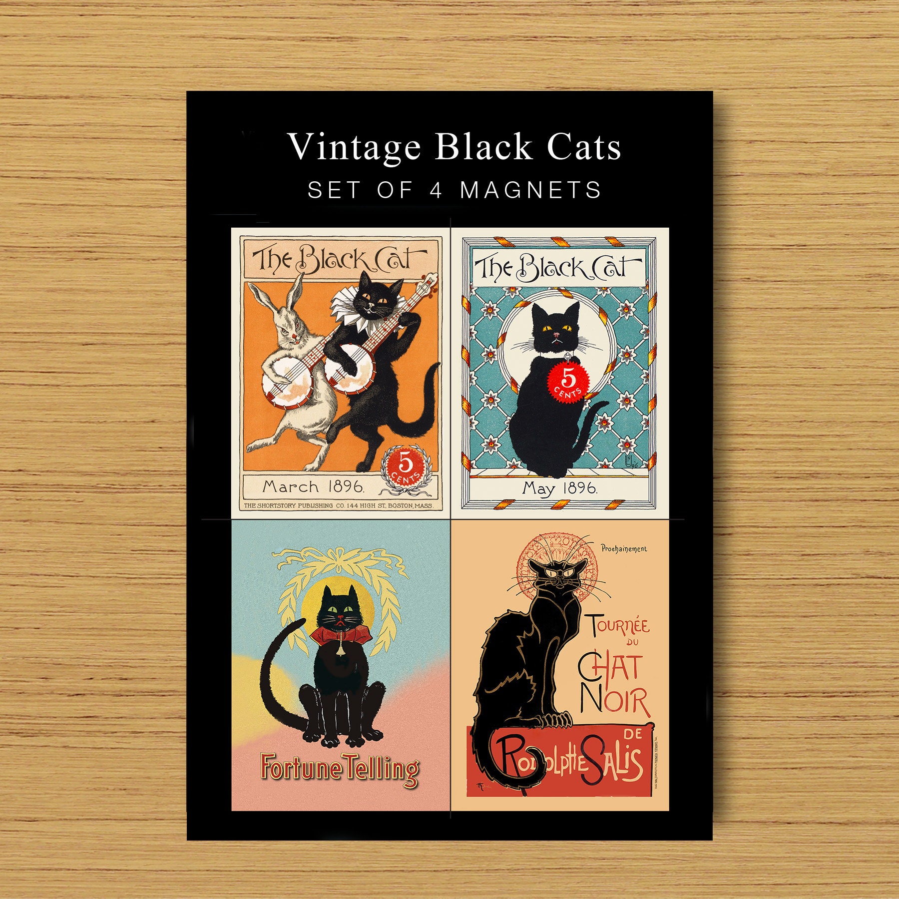 Vintage Black Cats - Set of 4 Magnets - Etsy