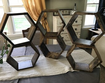 Hexagon Wood Shelves