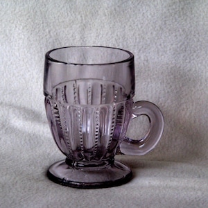 Antique Pressed Glass Small Cup, Custard, Sherbet or Punch Cup, Beaded Raised Rib Pattern, Estimated 1890s