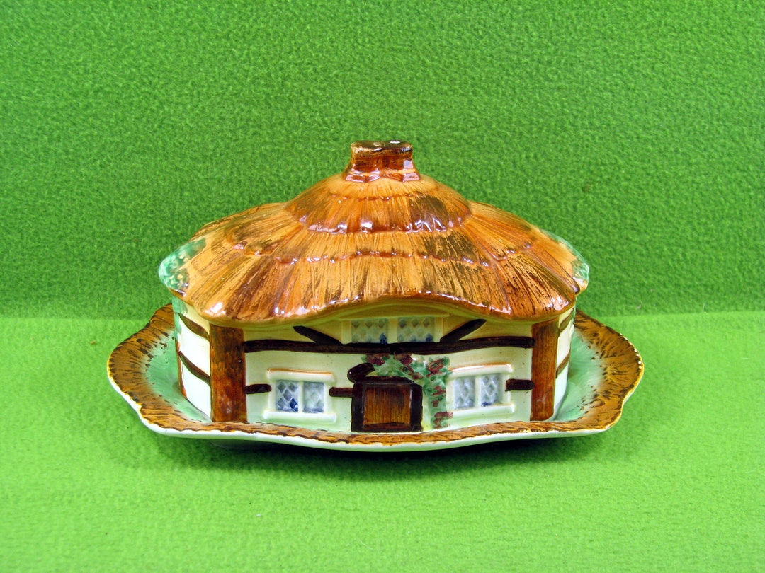Vintage Cottage Ware Covered Butter Dish, Made in England by Burlington