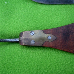 Antique Ice Skates, 1800's, Curly Maple wood, Brass inserts image 4