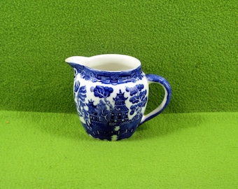 Antique Blue Willow Cream Pitcher made by Allerton & Sons, Longton, England, 1929-1942