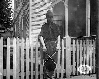 Antique Photo, One 4x5 Inch Photo Glass Negative, WW1 Soldier, Likely Early 1900s