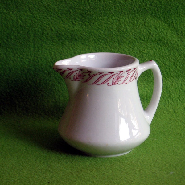 Vintage Virified China Milk or Syrup Pitcher in the Linden Pattern, Mayer China Company, Beaver Falls, PA, from Oct. to Dec. 1961