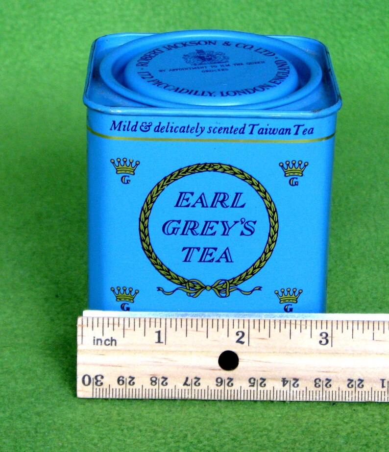 Vintage Jackson of Piccadilly Early Grey Tea Tin Ltd Made by Robert Jackson /& Co London in the 1960s