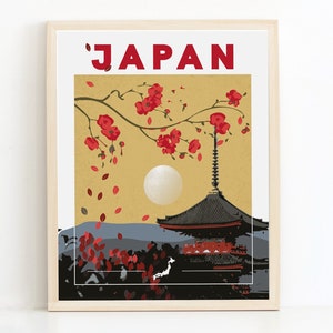 Kyoto Travel Poster, JAPAN Print, Vintage Travel Poster, Travel Wall Art