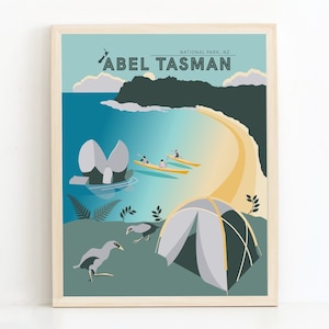 Abel Tasman New Zealand Poster, National Park Travel Print, NZ South Island, Wall Art Travel Gift